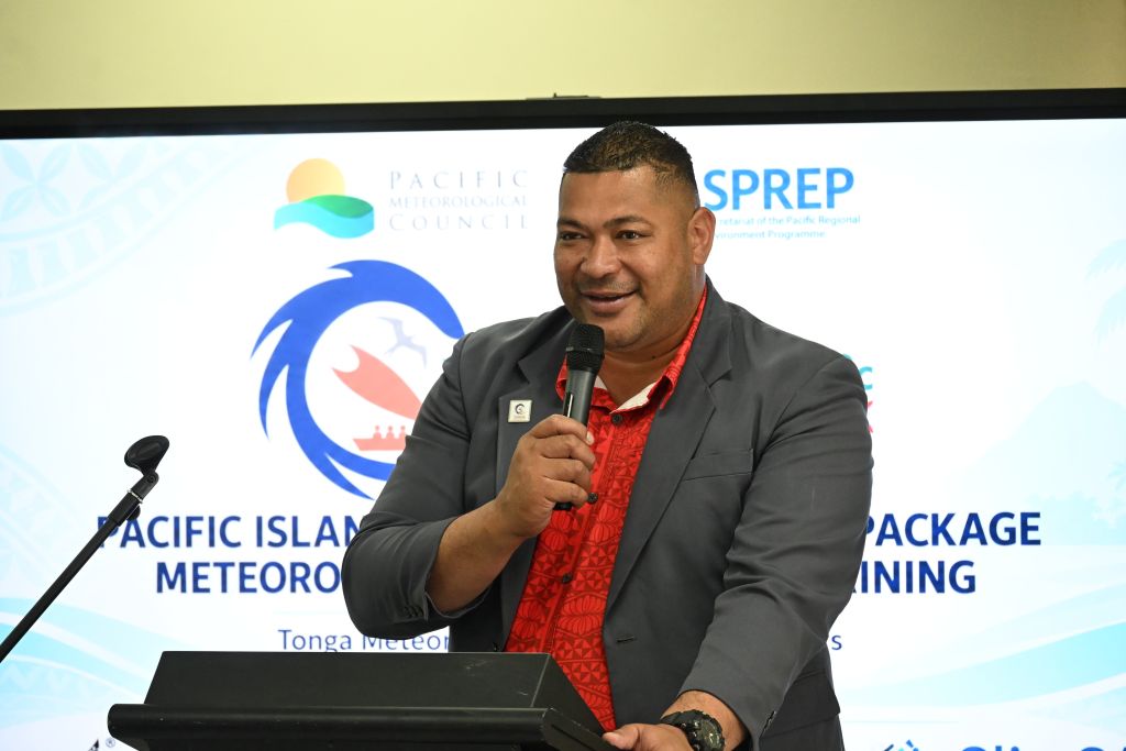 Mr. Laitia Fifita, Director Tonga Met Services and President WMO RA-V at the opening of the BIP-MT Training in Tonga