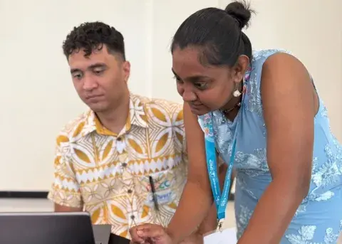Dr Shilpa Lal delivering training at IT scripting training in Tonga