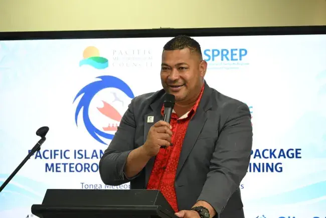 Mr. Laitia Fifita, Director Tonga Met Services and President WMO RA-V at the opening of the BIP-MT Training in Tonga